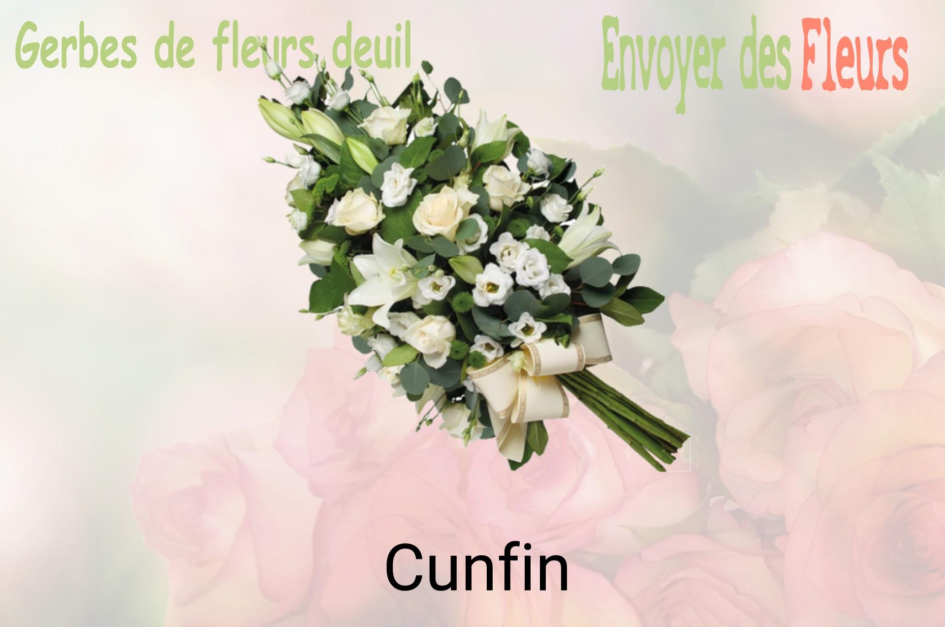 Gerbe de fleurs de deuil livrée à Cunfin